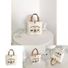 Cute Letters And Cartoon Bear Print Casual Hand Held Canvas Bag For Office Use