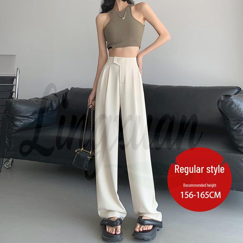 Women's Purple Ice Silk High-Waisted Wide-Leg Chiffon Pants - Summer Sun Protection, Loose Fit, Drapey Design.