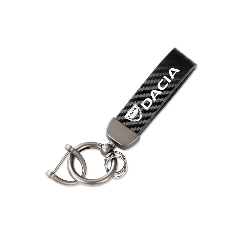 Carbon Leather Luxury Car Logo Keychain Zinc Alloy Emblem Keyring For Dacia Logan Sandero Duster Lodgy Spring Jogger Dokker