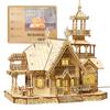 1PC 3D Quebra-cabeça de Madeira Villa Casa Castelo Real com Luz Montagem Brinquedo Criança Adulto DIY Modelo Kits Decoração de Mesa para Presente