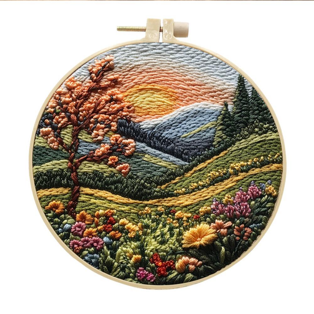 Mountain and Moon Landscape Embroidery Kit Handmade Gift Home Decoration Cross Stitch with Scenery Pattern Sewing accessories