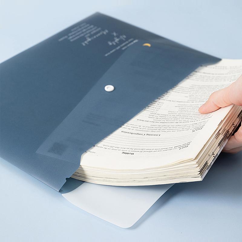 4 Pcs Folder Document Organizer Holder Bag File Blue Buckle Pockets Button Office Student