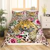 Leopard Print Duvet Cover Set Queen Cheetah Bedding Sets Geometric Comforter Cover African Safari Animal Quilt Cover Room Decor