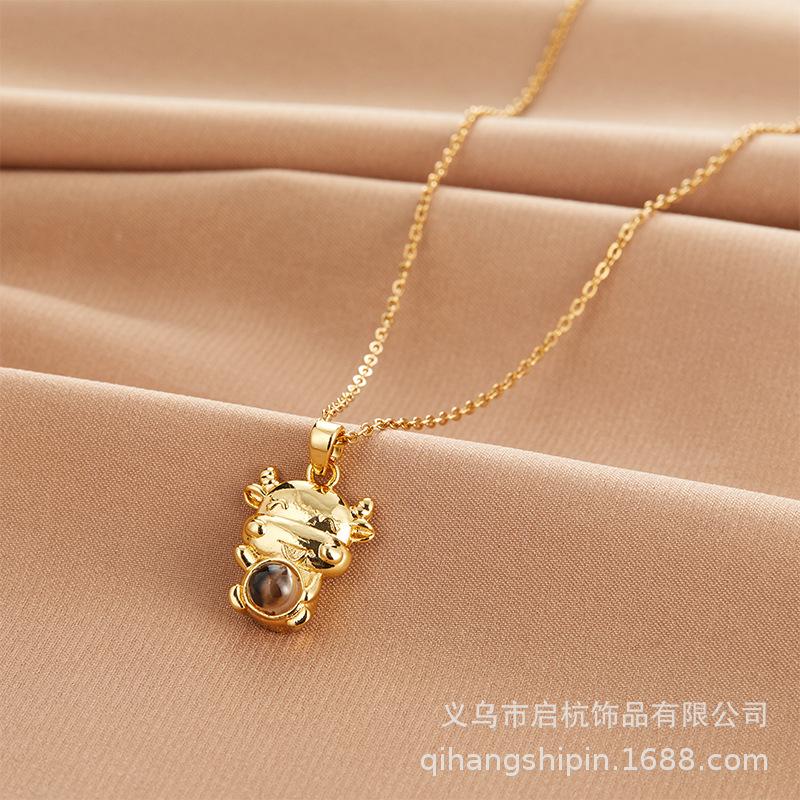 Design Projection Calf Necklace Women'S Light Luxury Simple Trend Natal Year Zodiac Pendant Collarbone Chain