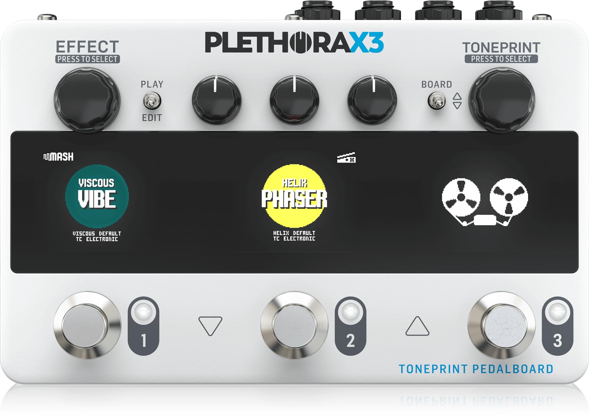 

TC Electronic Fits on your pedal Powered by a 9V with TonePrint tc electronic PLETHOLA X3 board. battery. Multi-effector