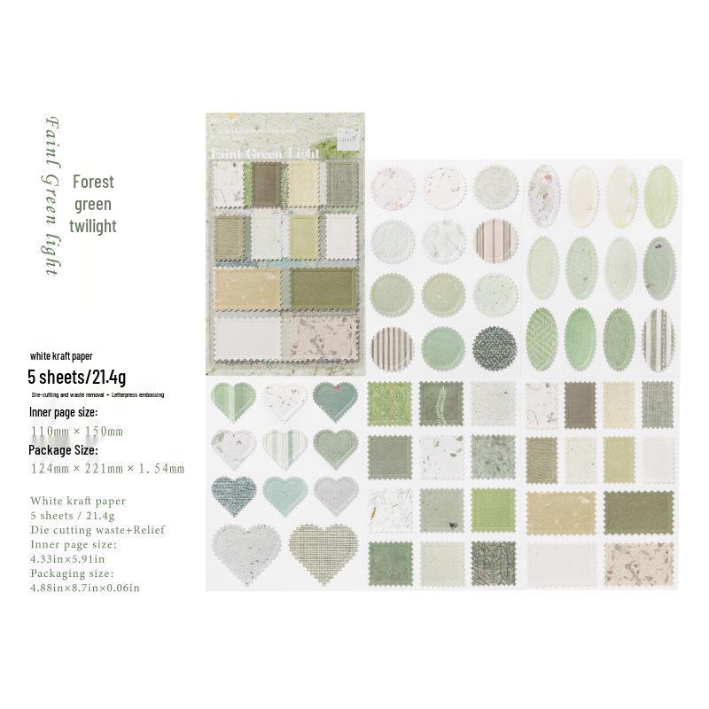 MòMò Letterpress Embossed Sticker Set: Retro Journal DIY Collage Decoration