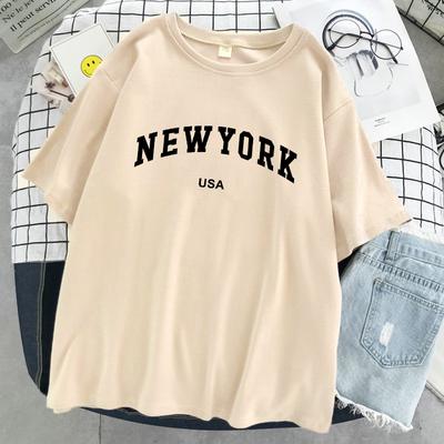 New York Usa Stad Letter Grafisch T-shirt Dames Katoenen Sport Tops Zomer Mode T-shirt Straat Casual Oversized Korte Mouw