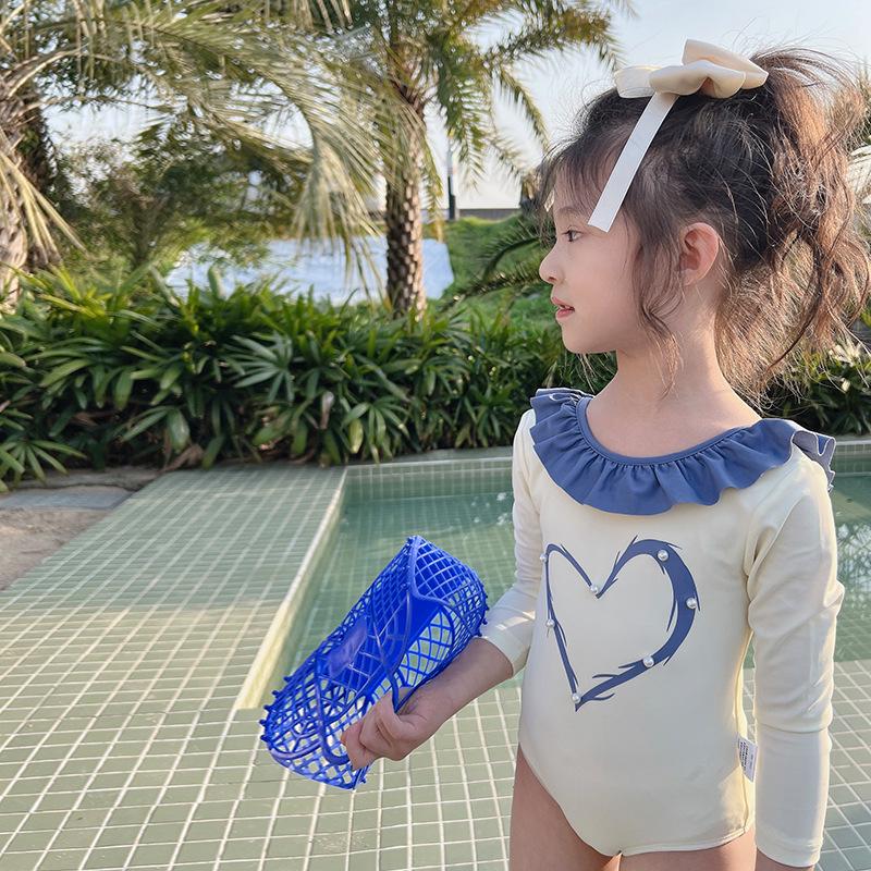 2025 Children's Heart Princess One-Piece Swimsuit with Swim Cap for Toddlers & Girls