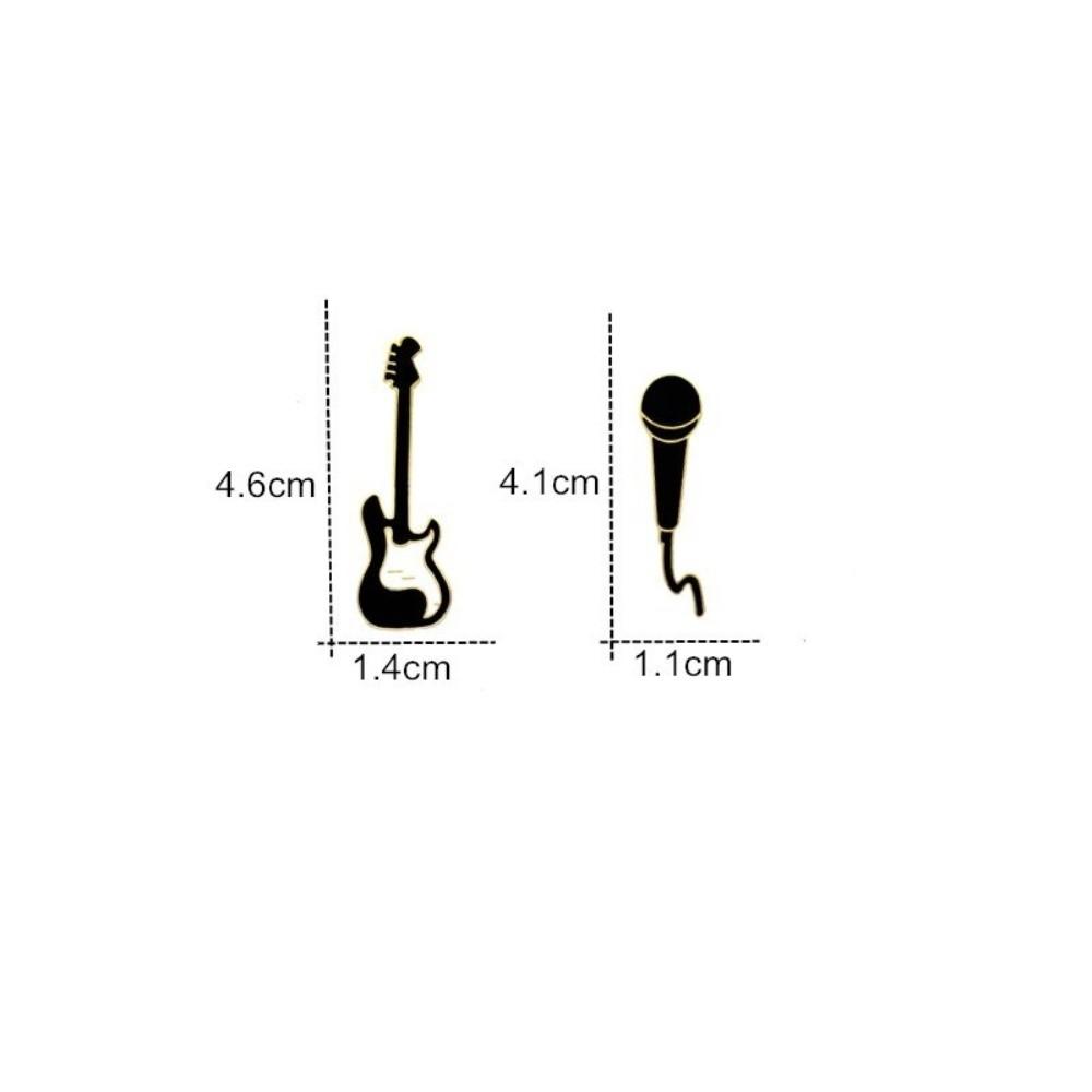 Creative Design Rock Guitar Brooch Fashionable Accessory Metal Material Enamel Pin Enamel Finish Cute Style Microphone Badge