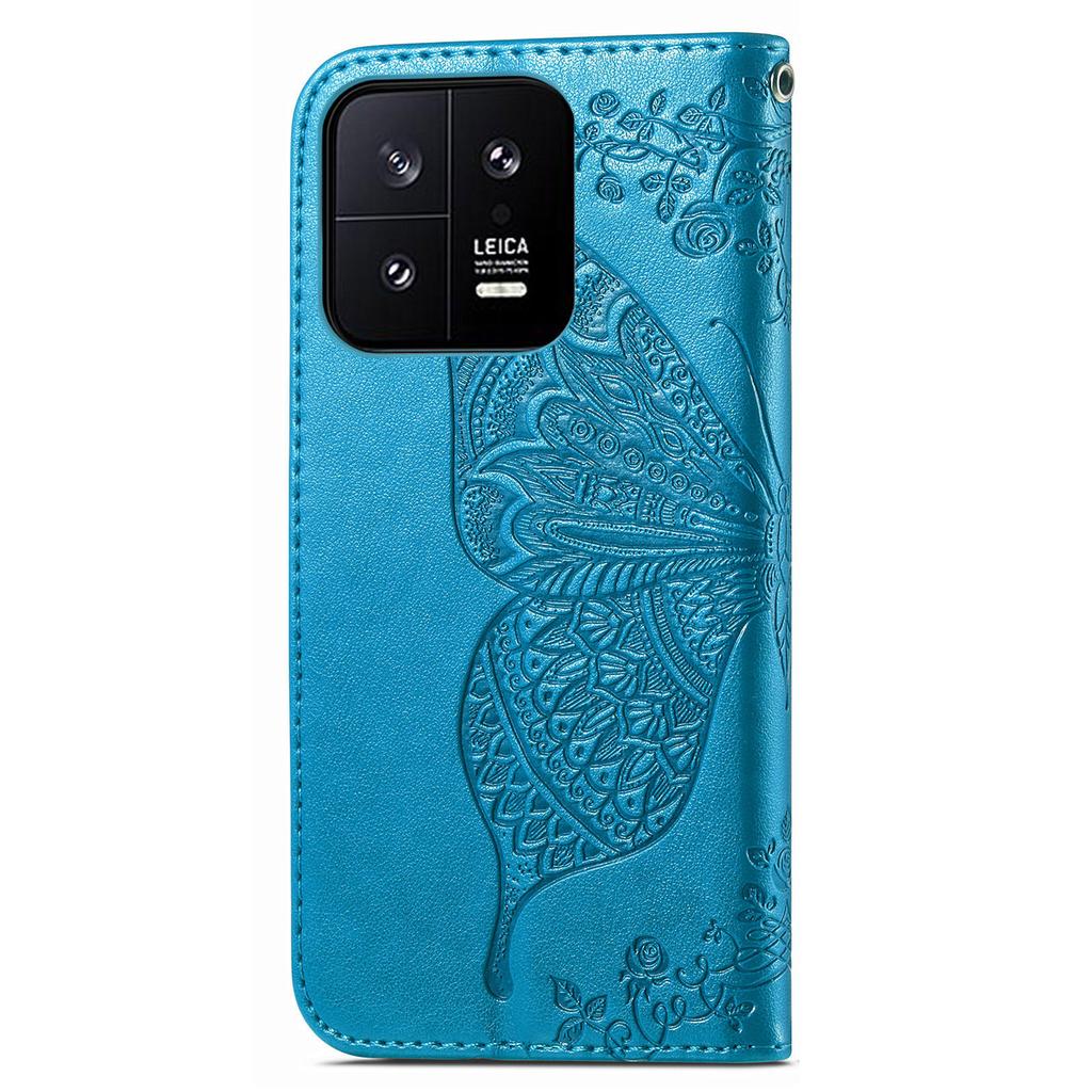 Cell Phone Case for Xiaomi 13 5G,PU Leather Wallet Imprinted Butterfly Pattern Stand Phone Cover