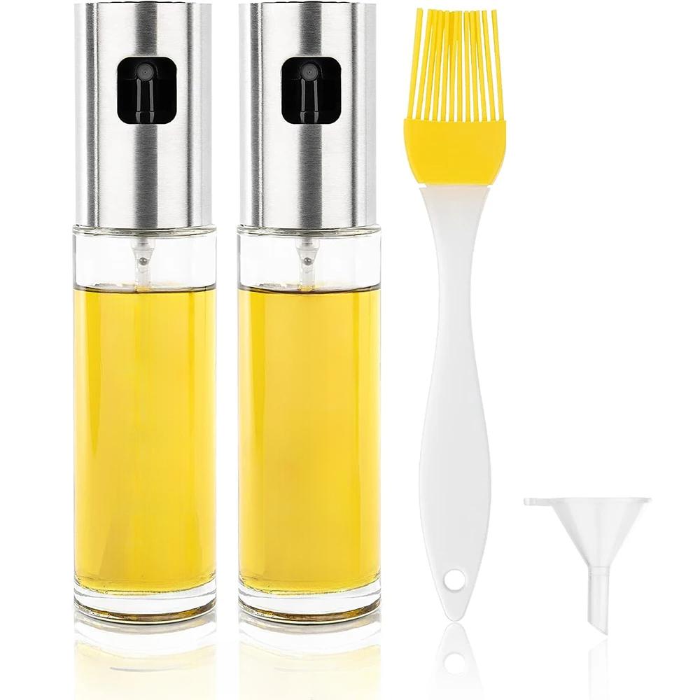 100 ML Glass Oil Mister Oil Sprayer for Cooking with Brush Oil Dispenser Oil Spray Bottle for Kitchen Air Fryer Grilling BBQ