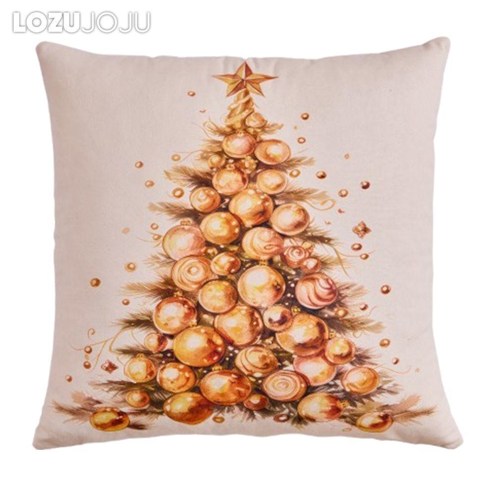 1PC LOZUJOJU Christmas Pillowcase Hand drawn Christmas tree cluster printed Cushion Cover for Sofa Living Room Bedroom Home Decor Party Decor