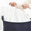 Foldable Dirty Clothes Basket Bundle Mouth Cotton Linen Cylindrical Type High Capacity Clothing Storage Moving Bag Waterproof