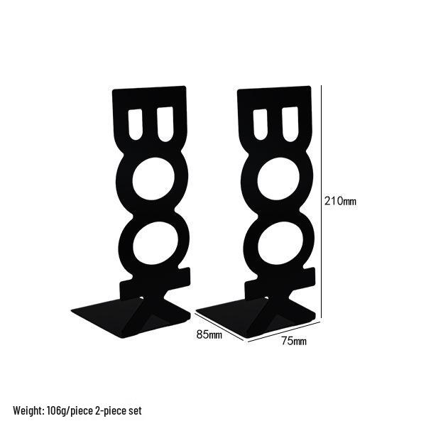 Creative Wrought Iron Metal Book Storage Rack and Personalized Hollowed-Out Bookends