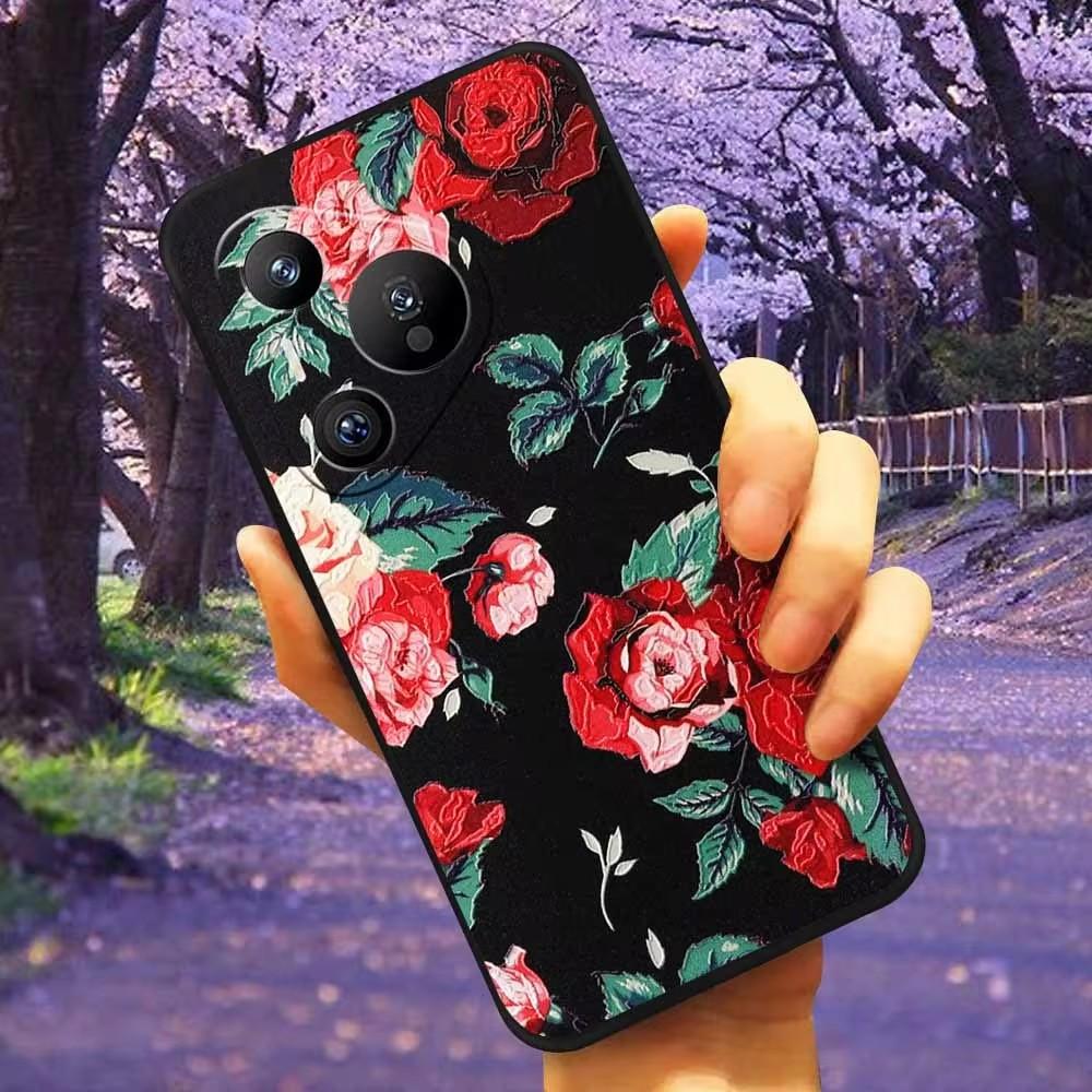For Honor 200 / 200 Lite / 200 Pro Case 3D Flower Relief Silicone Emboss Covers for Huawei Honor 200 Pro Cases Soft Cute Cartoon