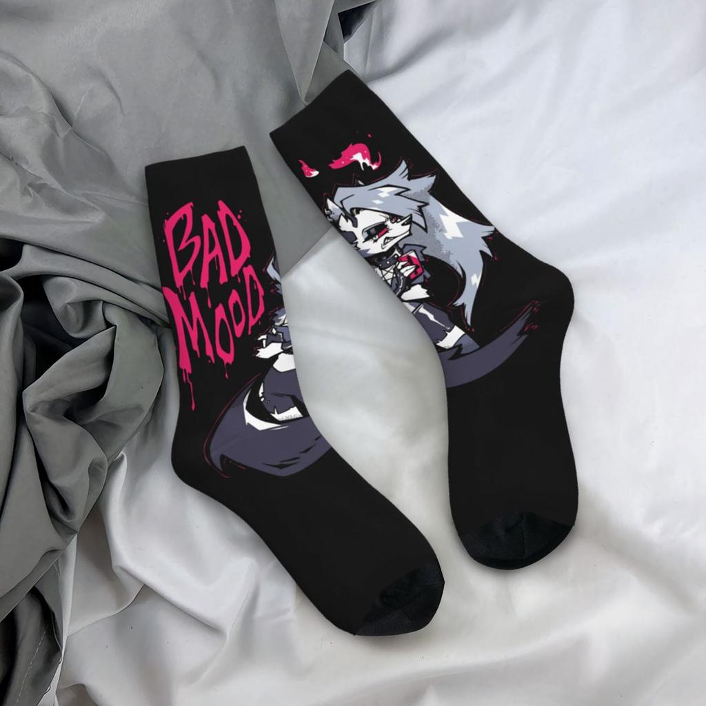 Codzienne skarpety piłkarskie Loona Bad Mood Helluva Boss Anime Poliestrowe skarpety załogowe Unisex Odprowadzające pot