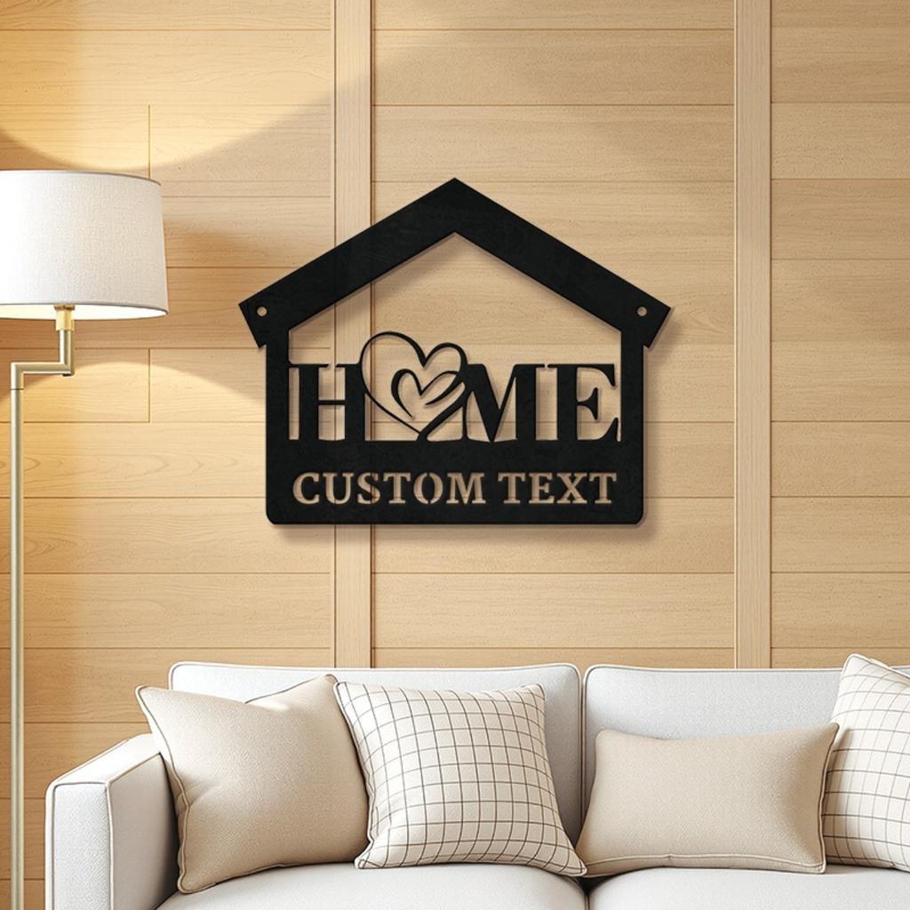 Custom Metal Wall Art Sign Personalized Family Name Text Rustic Farmhouse Decor for Indoor Outdoor Living Room Bedroom Home Housewarming Gift