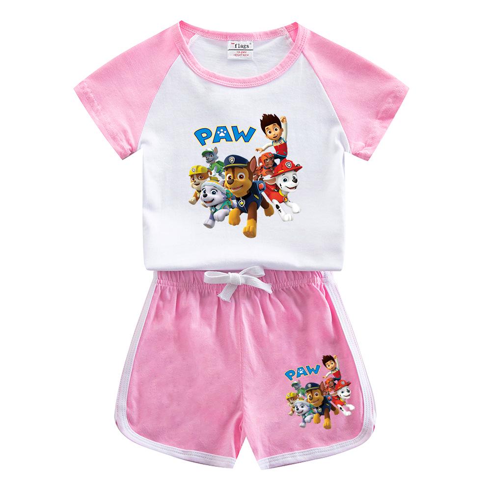 Paw Patrol Summer 2022 Kids' Two-Piece Set: Trendy Short Sleeve T-shirt & Shorts for Boys and Girls