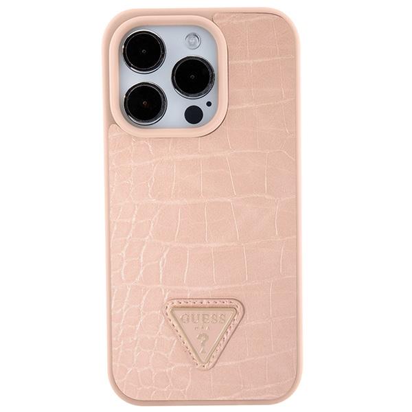 Guess Guhcp15Lpcrthcp Iphone 15 Pro 6.1 Różowy/Pink Hardcase Croco Triangle Metal Logo