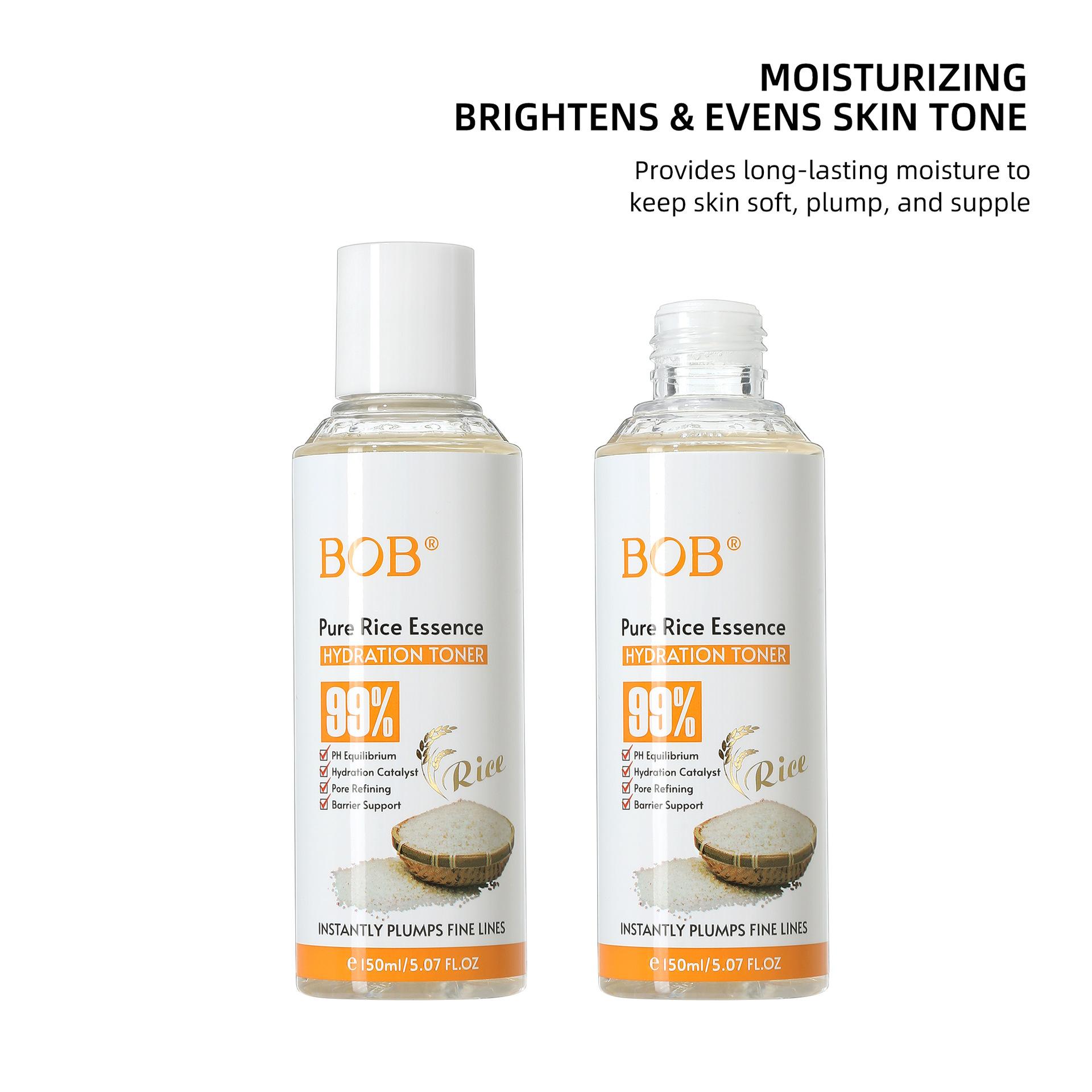 BOB Rice Toner Hydrating Wet Compress Moisturizing Soothing Repair Shrinking Pores Brightening Light Pattern Essence Water 150ML