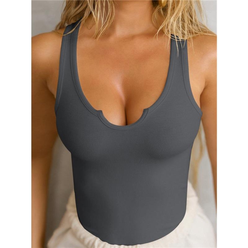 Summer New Style Women's Knitted Vest Sexy Slim-fit Blouse Tight-fitting Solid Color Sports Sling Bottoming Shirt