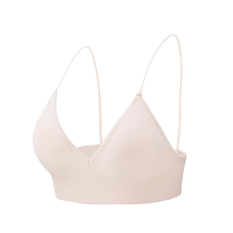 BYMERMAIDS Fitness Yoga Top Deep V Sexy Triangle Cup Bralette Boneless Sports Bra Seamless Push Up Bra Women's Tube Top Crop Top