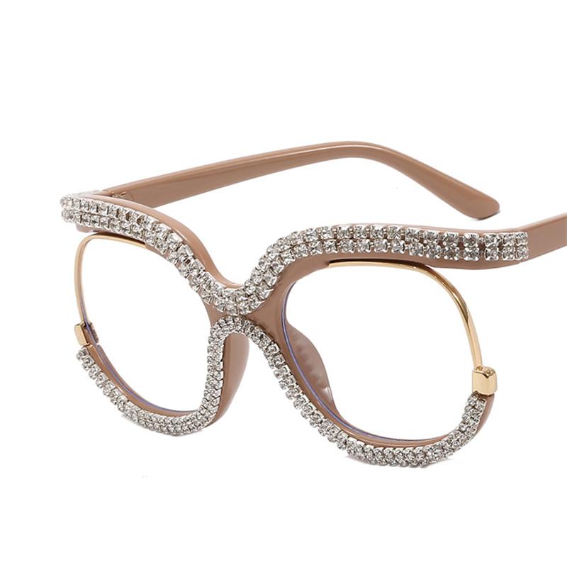 Ins Rainbow Crystal Frame Fashion Retro Round Anti Blue Ray Female Glasses Vintage Oversized Frame Eyewear Accessories
