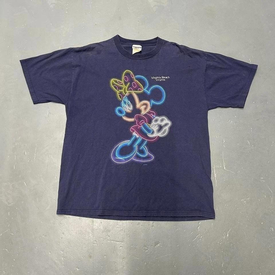 Vintage Disney Minnie Mouse neon big print graphic tee tshirt M