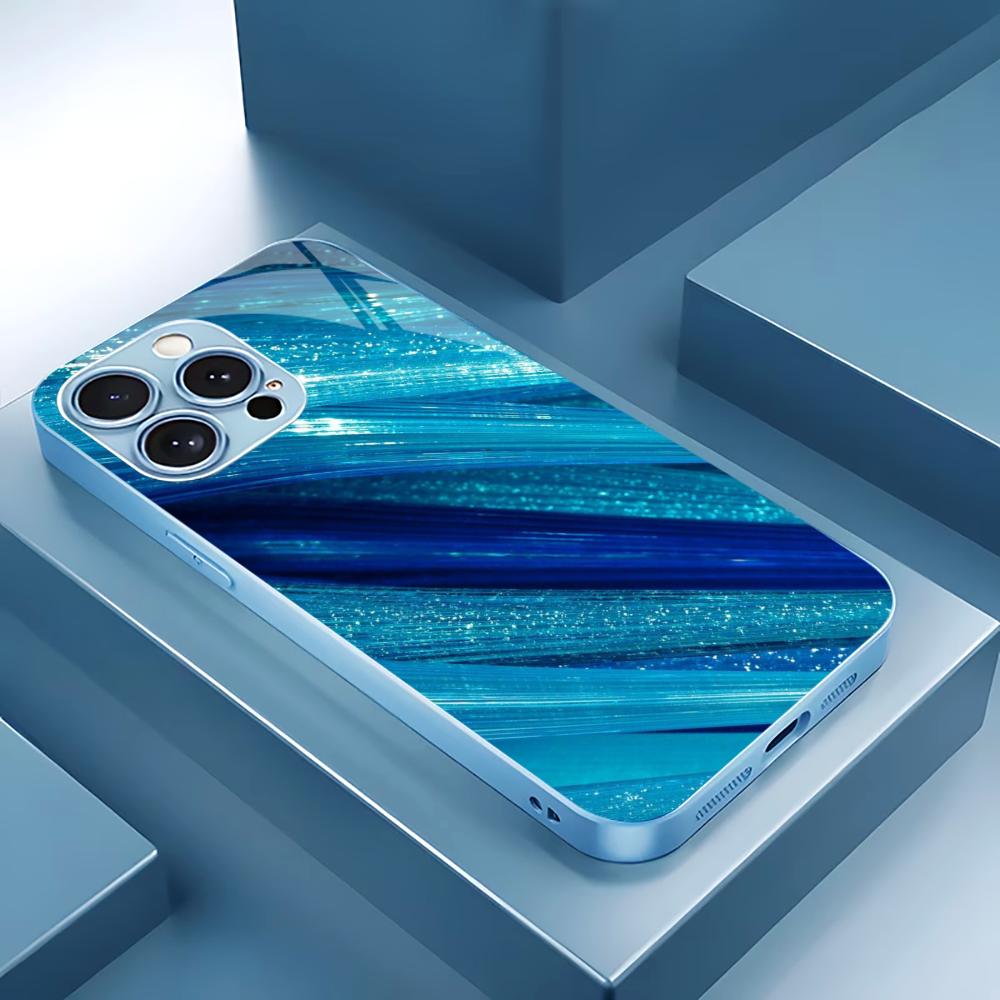 Light blue Dark blue Man Protect PhoneCase Glass PhoneCase for iPhone 17 16 15 14 13 12 11pm Pro Plus Dropresistant cellphone