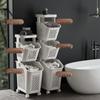Narrow Laundry Basket Hamper with Storage Rack, Multi-Functional Cart for Dirty Clothes In Bathroom Gaps.