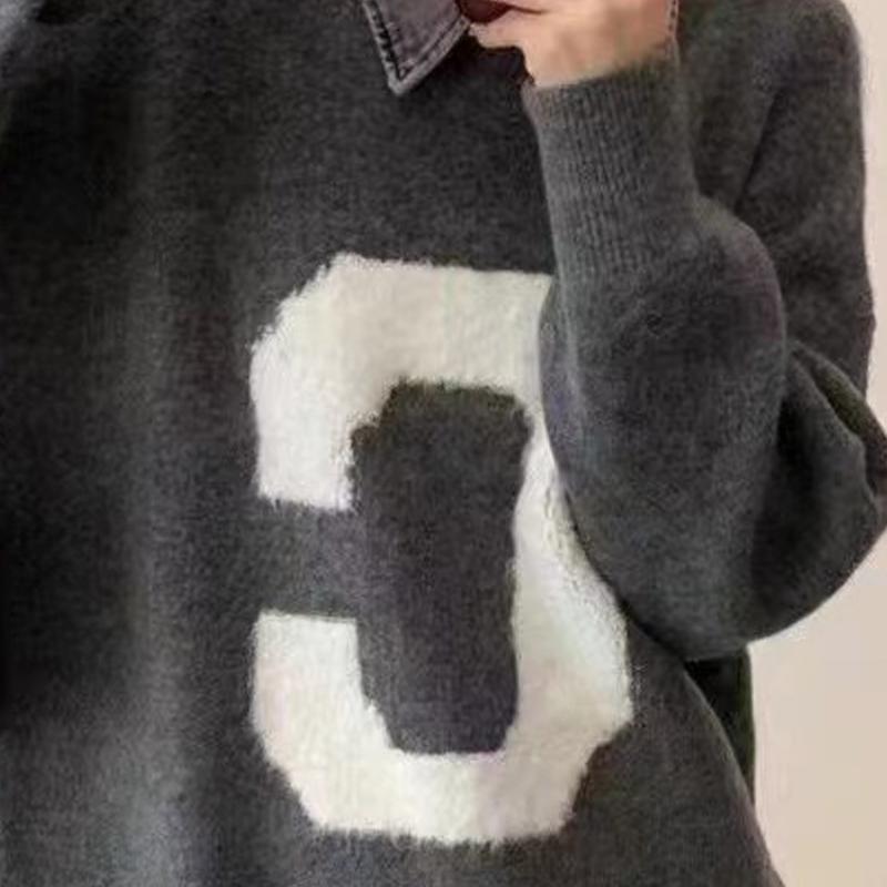 Весенние женские вишневые жаккардовые свободные вязаные пуловеры с круглым вырезом свободные повседневные мягкие модные свитера one Size