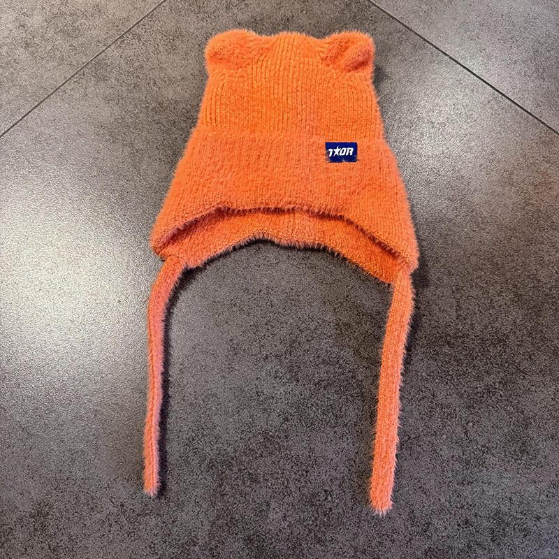 Candy Colored Sweet Cat Ear Shaped Women Warm Knitted Hat With Ear Protection