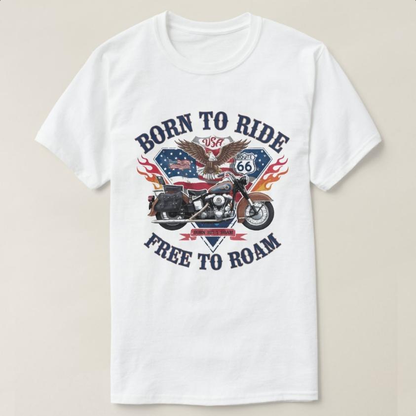 Classic Iconic Route 66 Emblem Eagle Motorcycle TShirt 100 Cotton ONeck Short Sleeve Summer Casual Mens Tshirt Streetwear