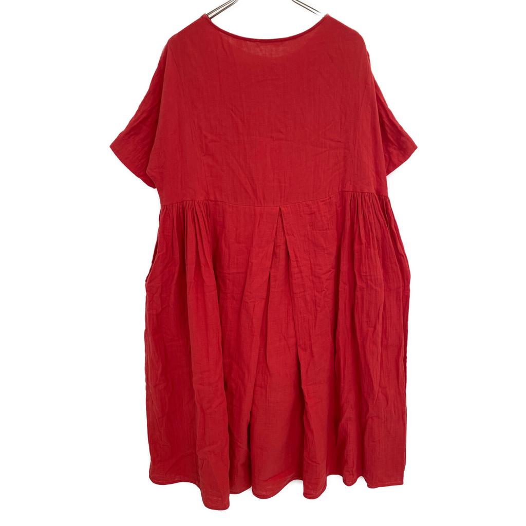 PLAIN PEOPLE Red 100% Cotton Double Volume One Piece dress 2 RedUsed