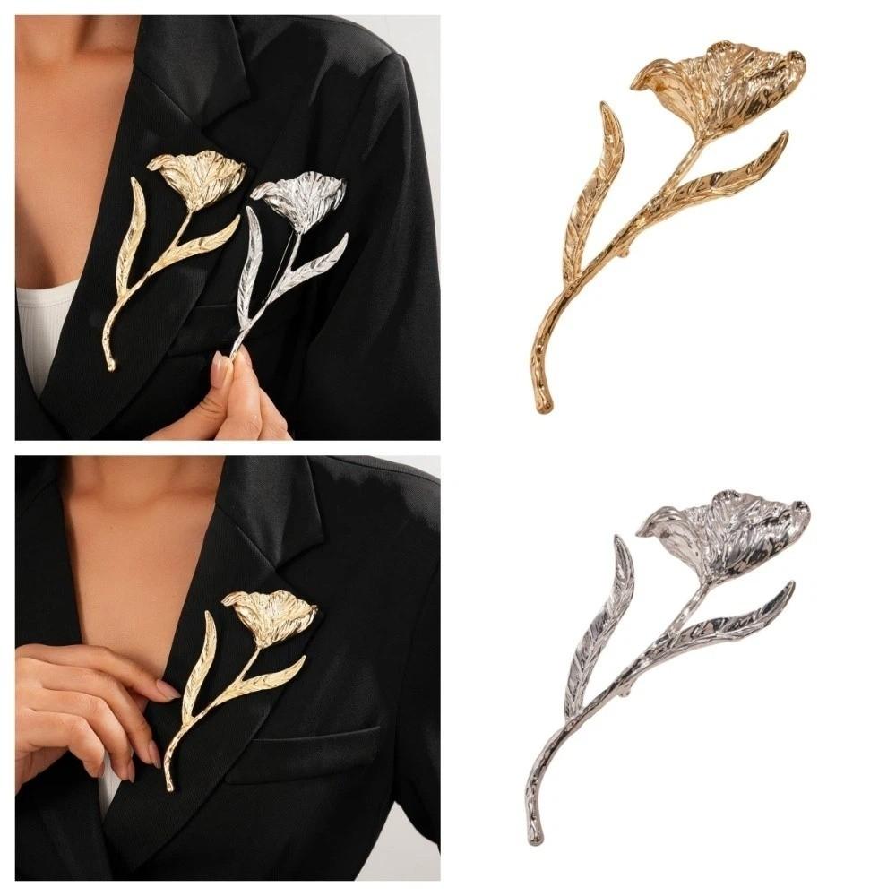 Suit Charm Deco Flower Bud Brooch Zinc Zinc Alloy Clothing Pin Accessories Romantic Tulip Brooch  Woman
