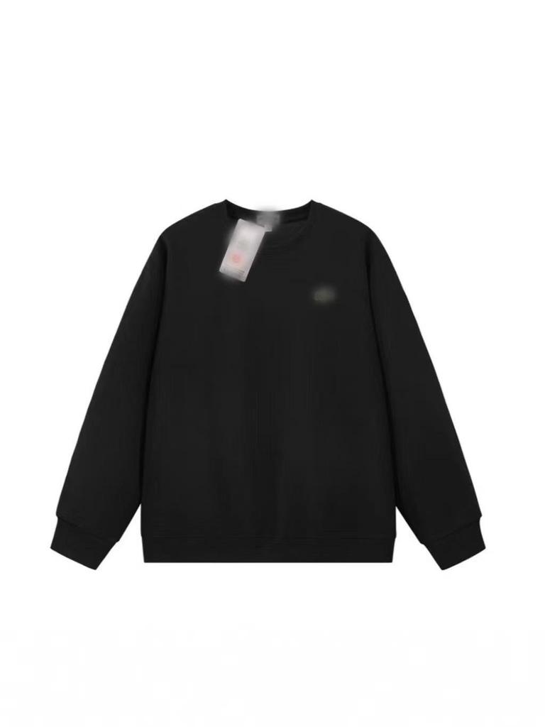 Unisex Embroidered Small Fish Logo Cotton Sweatshirt - Long Sleeve, Round Neck, Casual Pullover for Spring & Autumn.