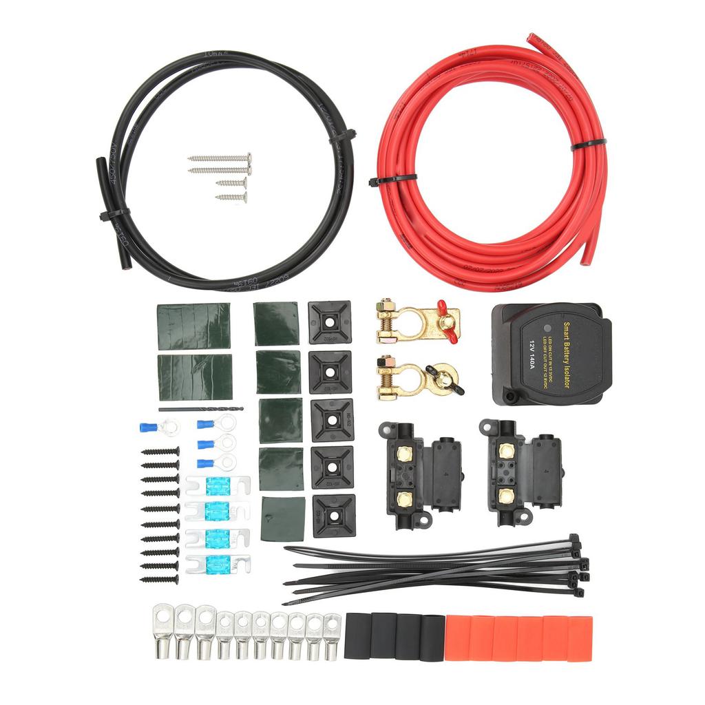 Dual Battery Isolator Kit 140 AMP 12V High Low Voltage Protection Voltage Sensitive Relay Kit for Cars RVS Trucks SUVs