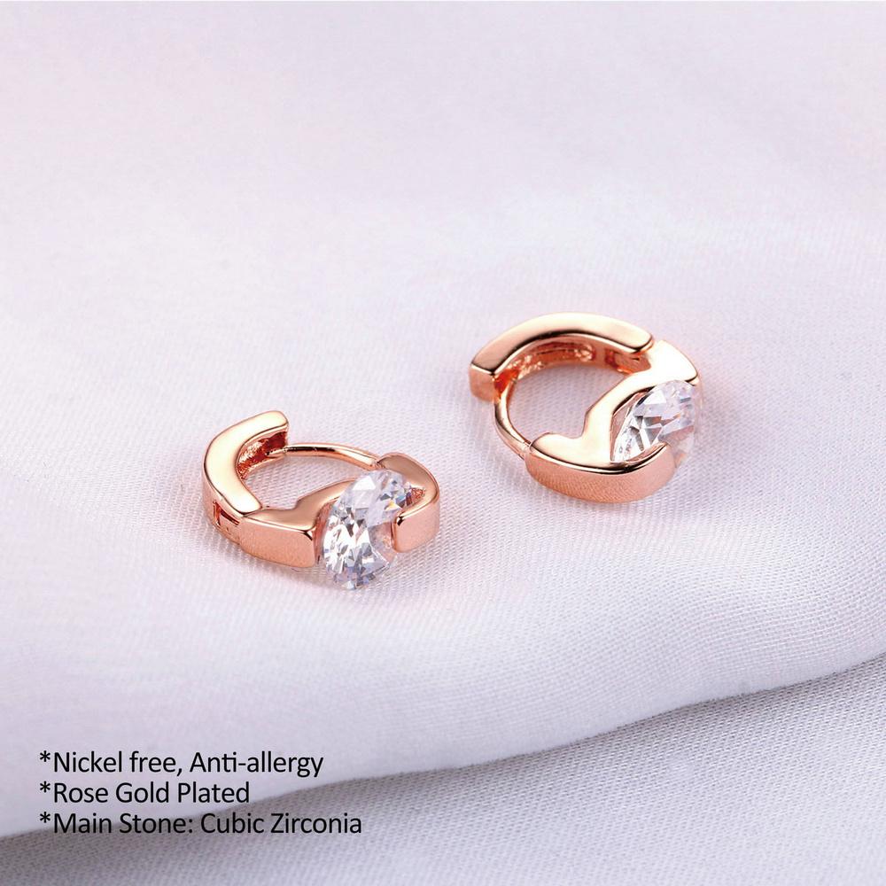 Orecchini Classici Brillanti in Zirconia Cubica da Donna Colore Oro Rosa Carini Mini Accessori per Orecchie Lobe Gioielli alla Moda E547