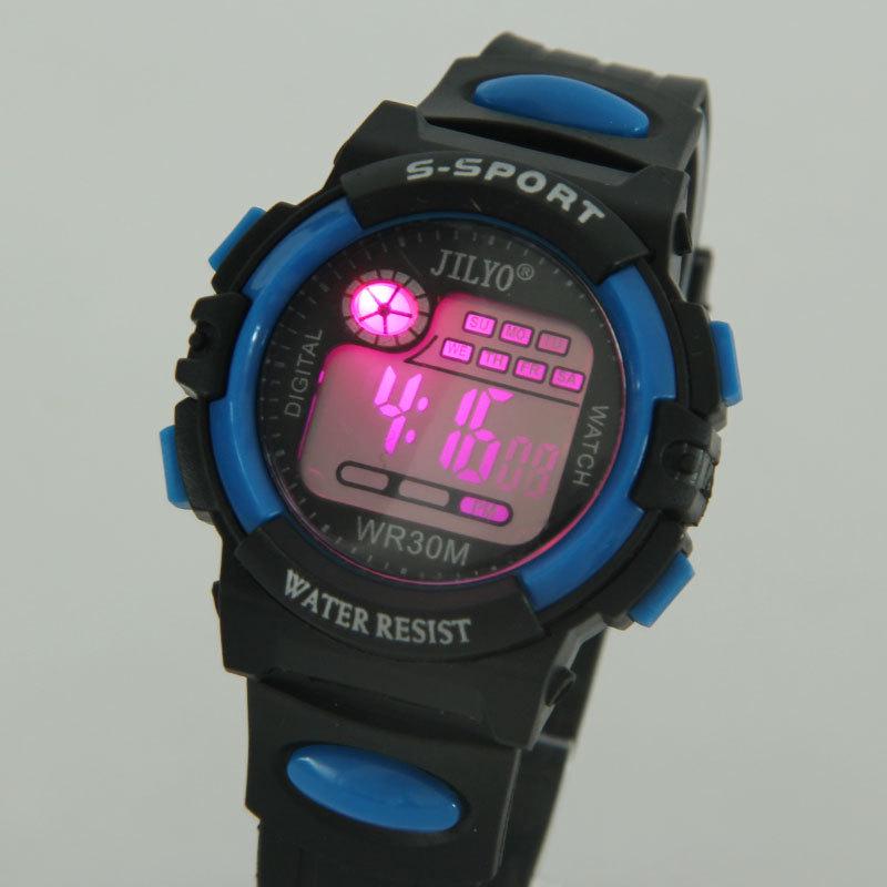 

Мужские полноэкранные светодиодные многофункциональные взрослые студенческие электронные часы синий