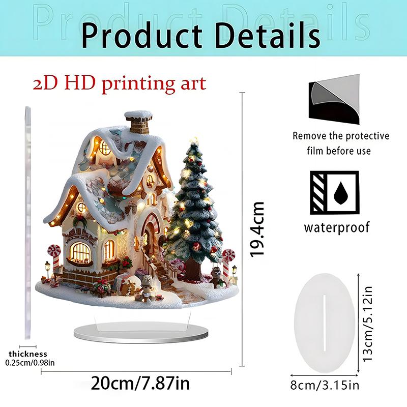 2025 Nová scéna Vánoční stolní středový doplněk 2D plochý akryl pro domácí kancelářskou dekoraci Party ozdoba