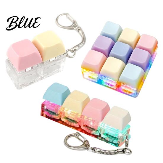 Fingertip Fidget Keyboard Toy Silent Stress Relief Keychain with LED Work Break Light Decompression Button Finger Clicker Sensory for Adults