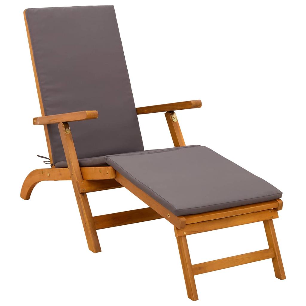 Adjustable and Foldable Sun Lounger 2 Pcs Grey Brown