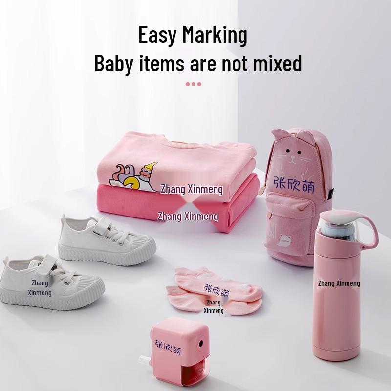 Pegatinas de Etiquetas de Nombre Impermeables y Marcador de Firma para Uniformes Escolares - Resistentes a la Decoloración e Ideales para Uso en Guardería