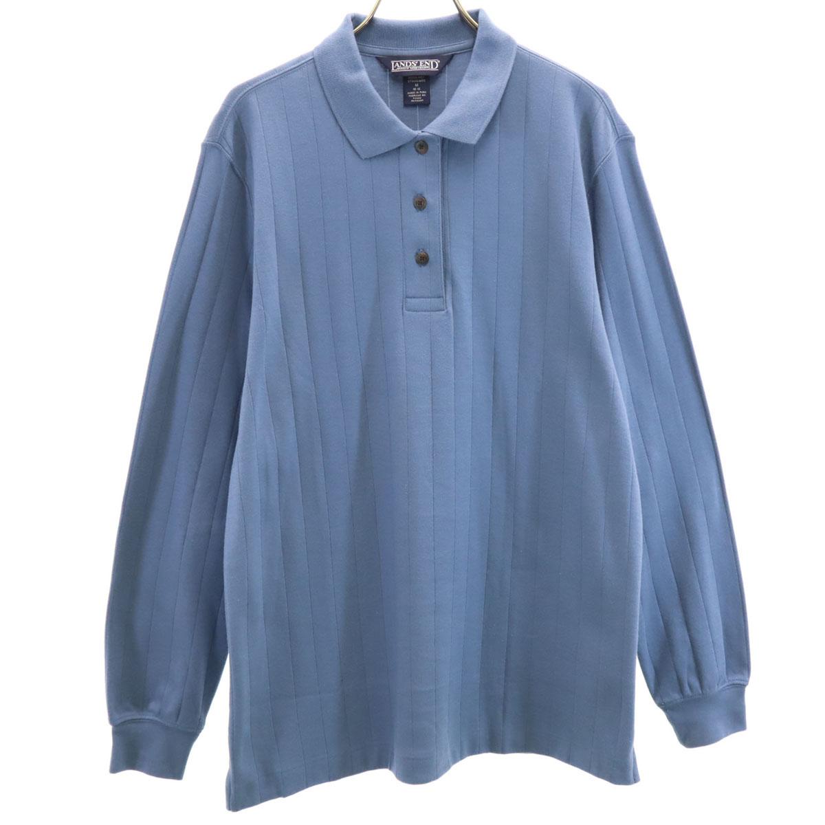 

LANDS END Рубашка поло с длинным рукавом M синяя Женская Б/У