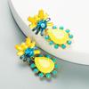 European & American Teardrop Flower Earrings: Rhinestone-Studded Alloy with Silver Studs, Colorful Fashion Jewelry for Women