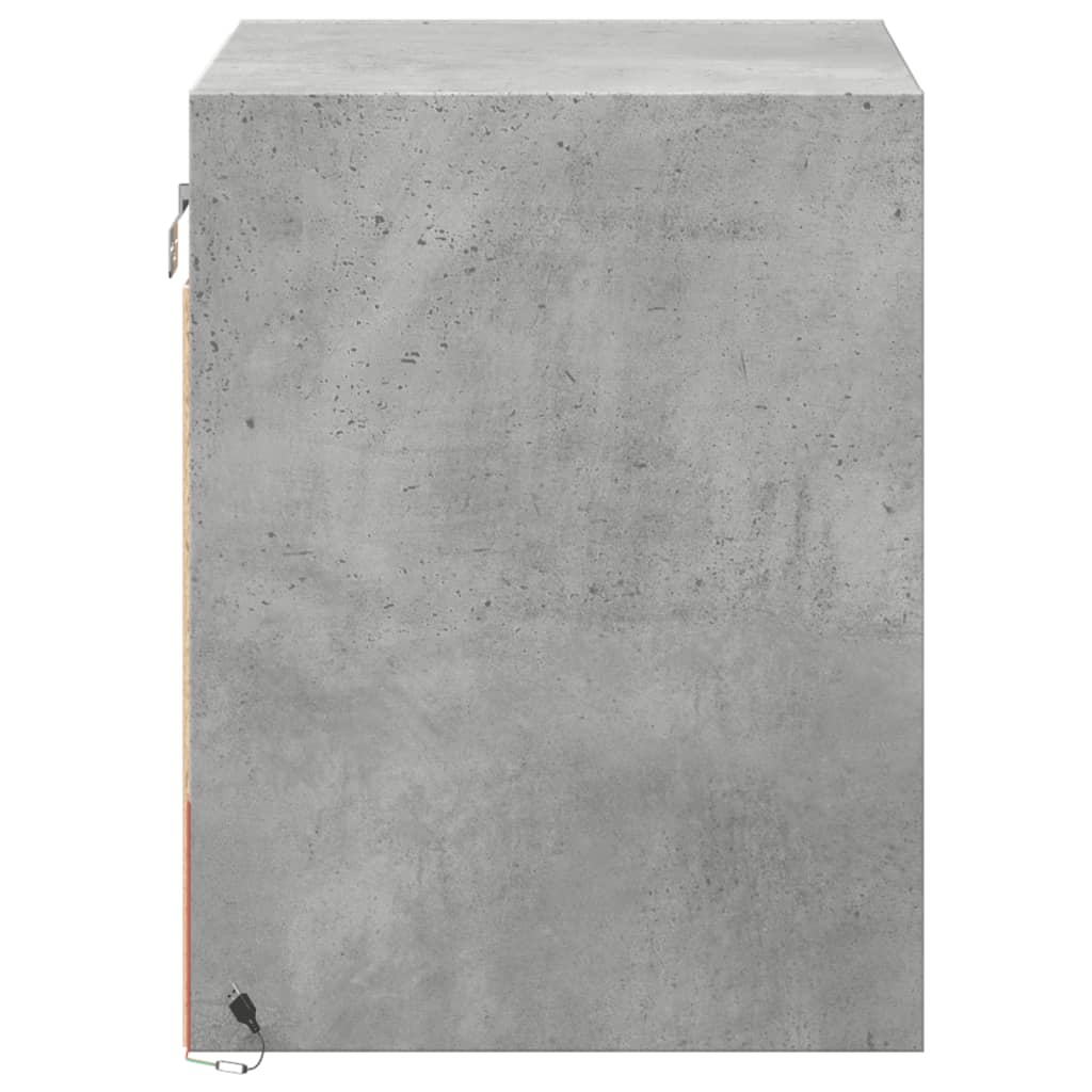 Wall Mounted Nightstands with LED Lights 2 pcs Concrete Grey