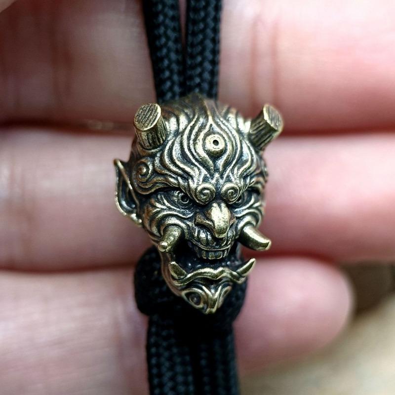 Prajna Skull Head Brass Knife Beads EDC DIY Paracord Woven Bracelets Lanyard Pendants Accessories Outdoor Tool Hangings Charms