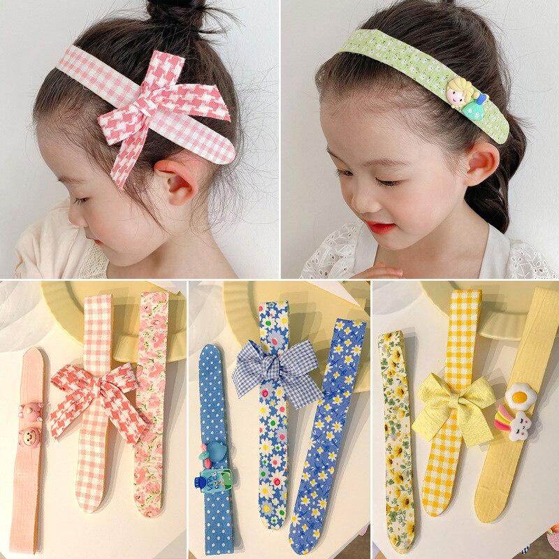 Buy 3pcs/set Bow Hairbands Velcro Girls Hair Accessories Hair