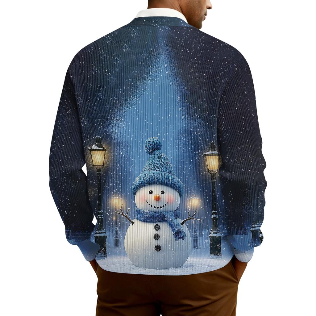 Ribbad långärmad kofta för män