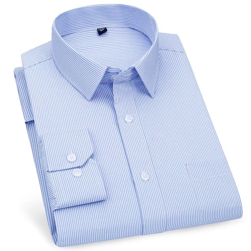 Men's Business Casual Shirts Purple Blue Cotton Regular Fit Long Sleeve Classic Plaid Striped Checked Social Work Dress Shirts